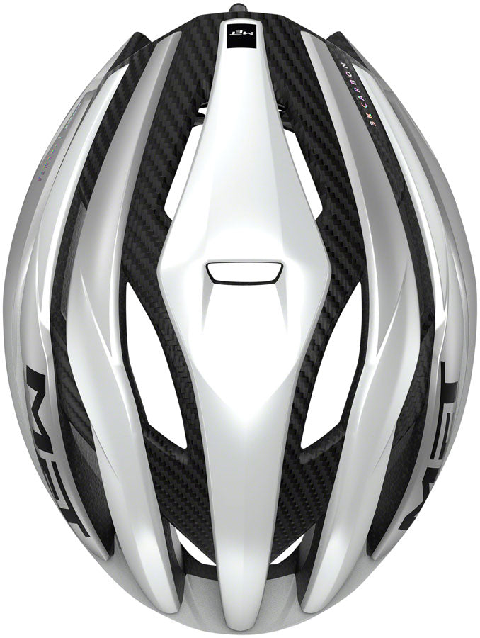 Load image into Gallery viewer, MET Trenta 3K Carbon MIPS Helmet In-Mold EPS Matte White/Silver Metallic, Large
