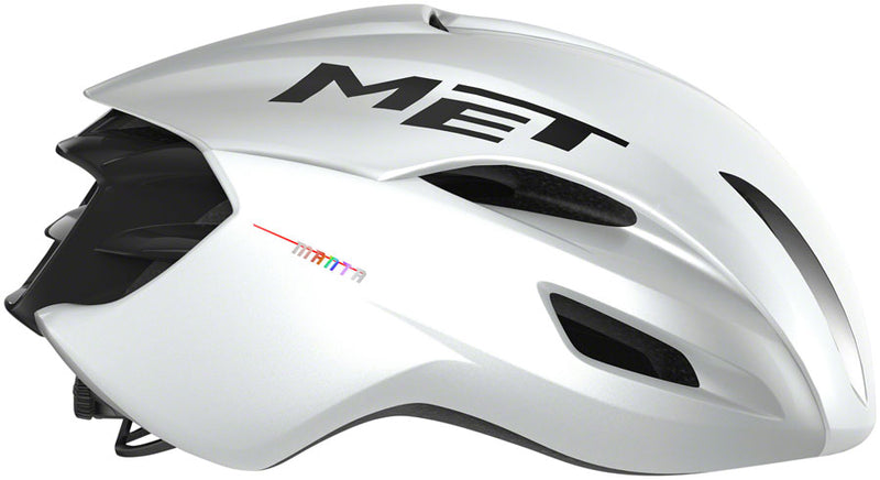 Load image into Gallery viewer, MET Manta MIPS Tri/TT Helmet In-Mold Fidlock Glossy White Holographic, Medium
