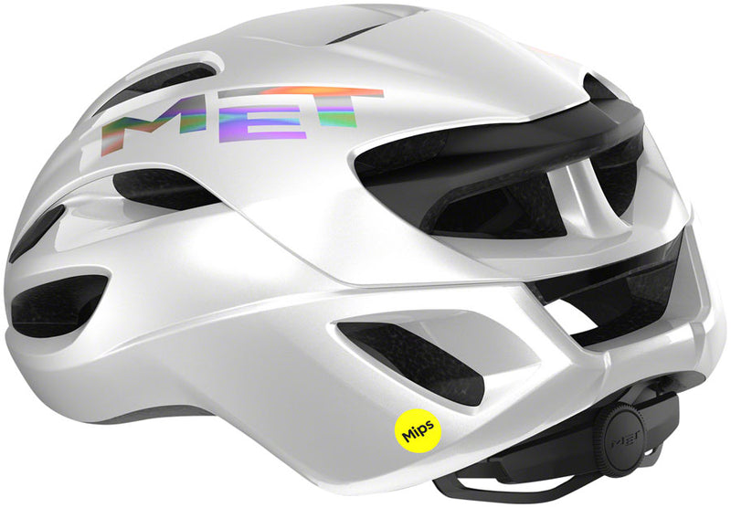 Load image into Gallery viewer, MET Rivale MIPS Helmet In-Mold Safe-T Upsilon Glossy White Holographic Medium
