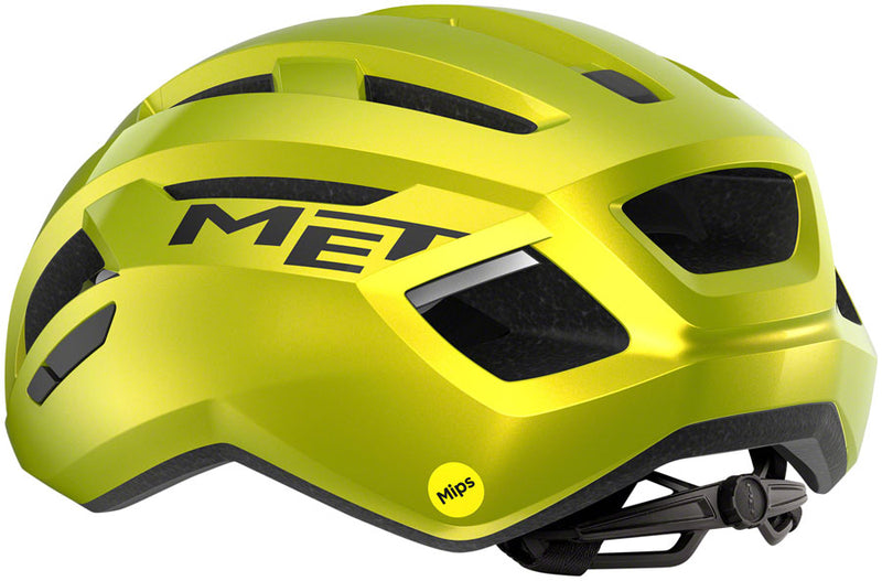 Load image into Gallery viewer, MET Vinci MIPS Road Helmet In-Mold Safe-T DUO Glossy Lime Yellow Metallic, Small
