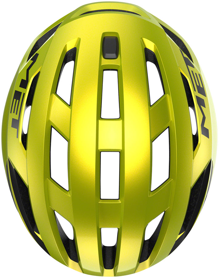 Load image into Gallery viewer, MET Vinci MIPS Road Helmet In-Mold Safe-T DUO Glossy Lime Yellow Metallic, Small
