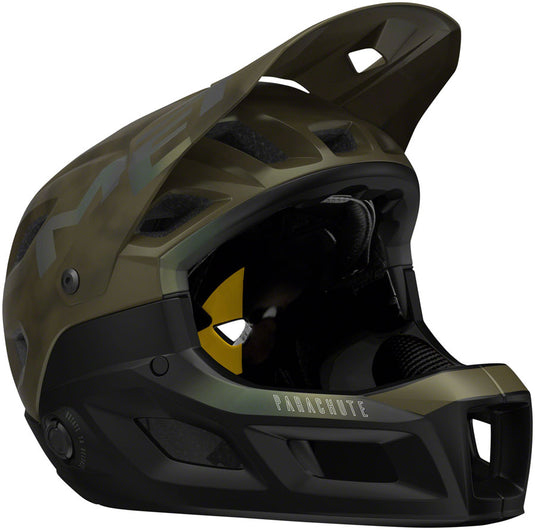 MET-Helmets-Parachute-MCR-MIPS-Helmet-Small-(52-56cm)-Full-Face-MIPS-C2-360°-Head-Belt-Detachable-Visor-Boa-Fs1-Fit-System-Fidlock-Magnetic-Buckle-Removable-Cheek-Pads-Helmet-Soft-Bag-Included-Green-HLMT4789-Bicycle-Helmets