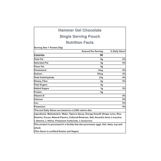 Hammer Gel: Chocolate, 24 Single Serving Packets