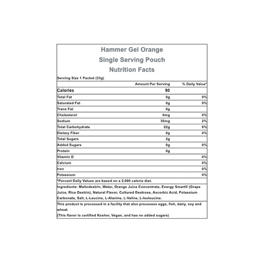Hammer Gel: Orange, 24 Single Serving Packets