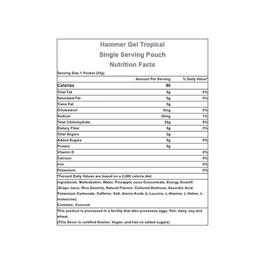 Hammer Gel: Tropical, 24 Single Serving Packets