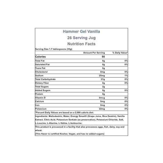 Hammer Nutrition Hammer Gel, Vanilla, 1lb 14oz Jug