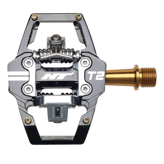 HT-Components-T2T-Clipless-Pedals-with-Cleats-Aluminum-Titanium-PEDL1467-Bicycle-Pedals