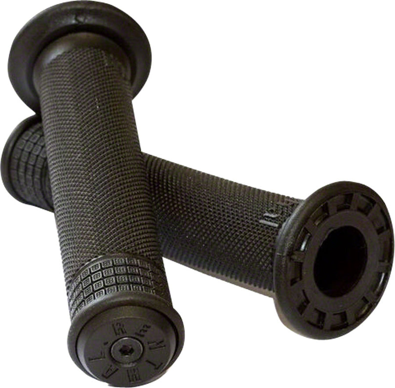 Load image into Gallery viewer, Renthal Push On Grips - Black Flange Bicycle Grip With End Plugs
