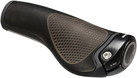 Ergon GP1 BioLeder Grips - Black/Black Forged Aluminum Clamp