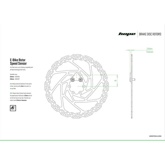 Hope E-Bike Speed Sensor, 6-bolt R24, Black