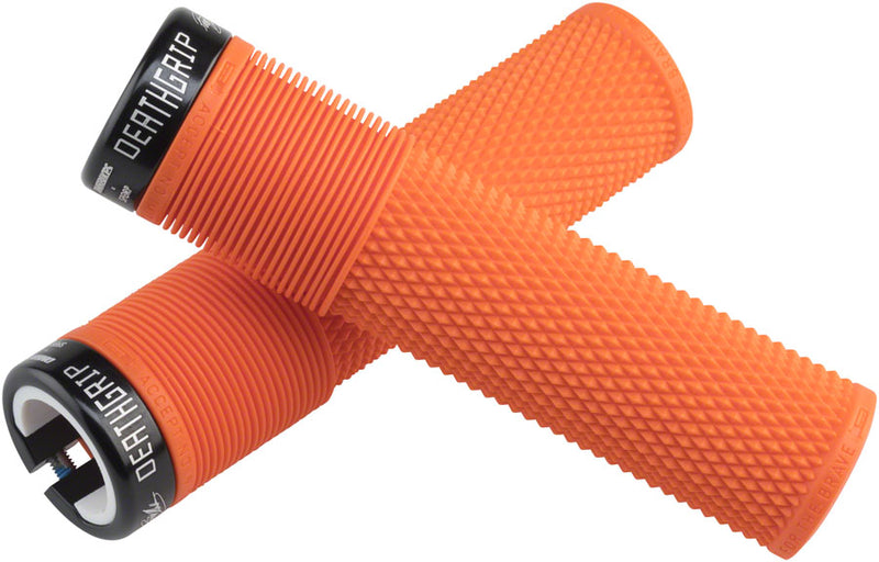 Load image into Gallery viewer, DMR DeathGrip Flangeless Grips - Thick, Lock-On, Orange
