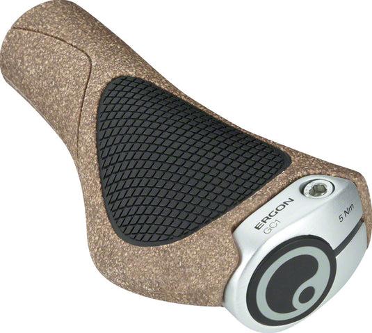 Ergon GC1 BioKork Grips - Black/Tan Lock-On Bicycle Grip 142mm Length Ergonomic