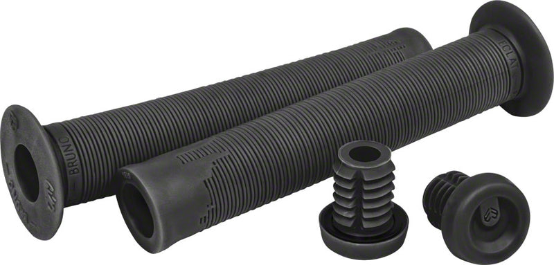 Load image into Gallery viewer, Eclat Bruno Grips - Black, Flange Simple Ribbed Pattern, Thinner Diameter
