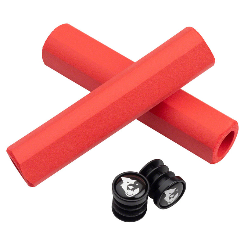 Load image into Gallery viewer, Wolf Tooth Karv Cam Grips Red Ergonomic Silicone Bicycle Grips
