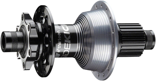e*thirteen Sidekick Rear Hub - 12 x 148mm, 6-Bolt, Micro Spline, Black/Sterling Silver, 32H