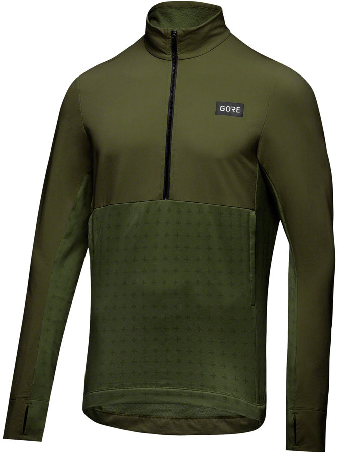 Load image into Gallery viewer, Gorewear Trail KPR Hybrid 1/2-Zip Jersey - Utility Green, Men's, Small
