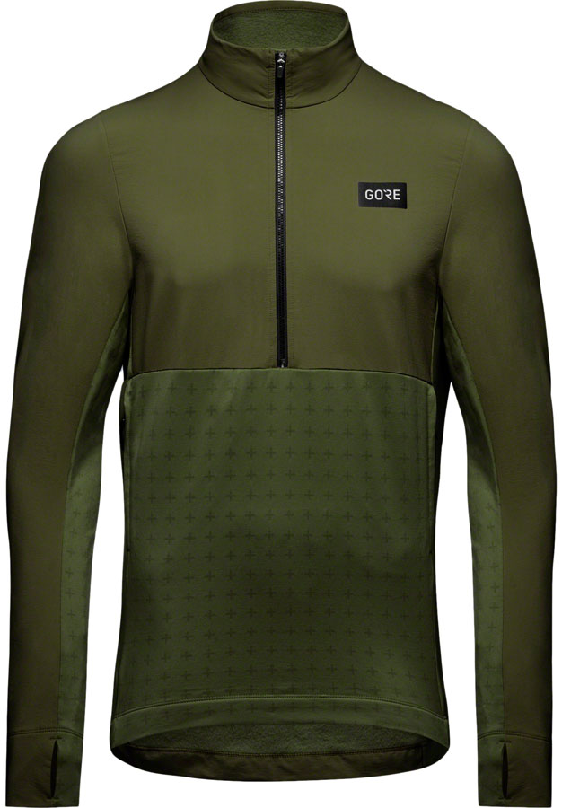 Load image into Gallery viewer, Gorewear Trail KPR Hybrid 1/2-Zip Jersey - Utility Green, Men&#39;s, Large
