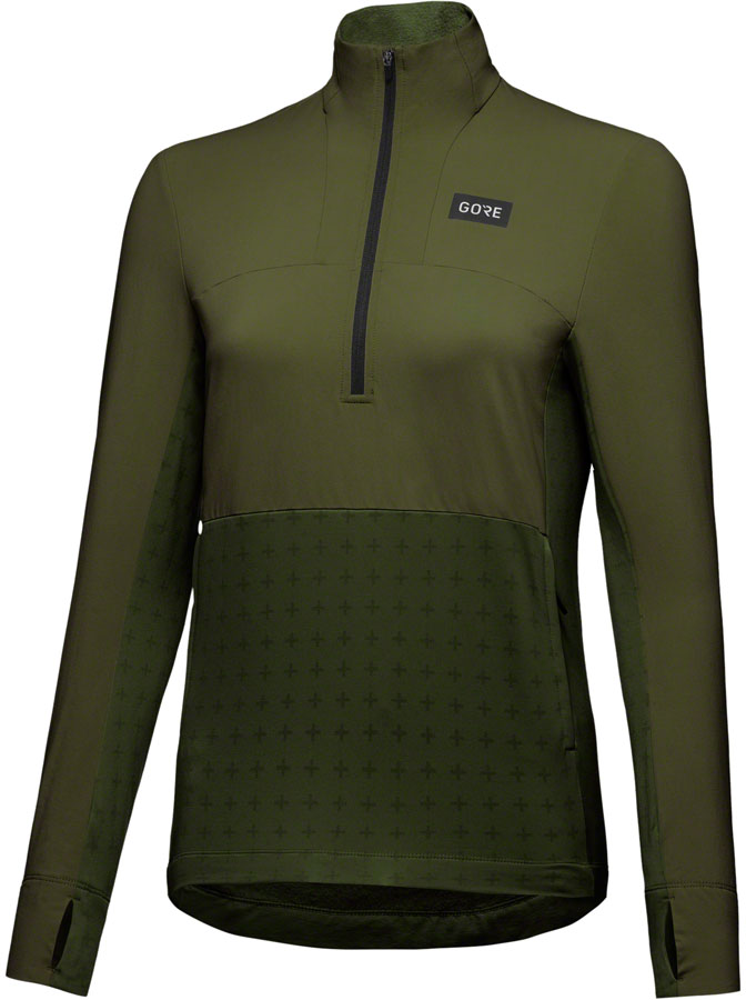 Load image into Gallery viewer, Gorewear Trail KPR Hybrid 1/2-Zip Jersey - Utility Green, Women's, Medium
