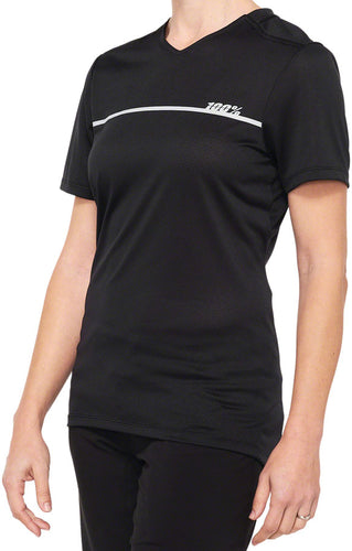 100% Ridecamp Jersey - Black/Gray, Women's, Short Sleeve, Large