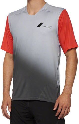 100% Celium Jersey - Gray/Red, Short Sleeve, Men's, Large