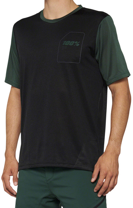 100% Ridecamp Jersey - Black/Green, Short Sleeve, Men's, Large