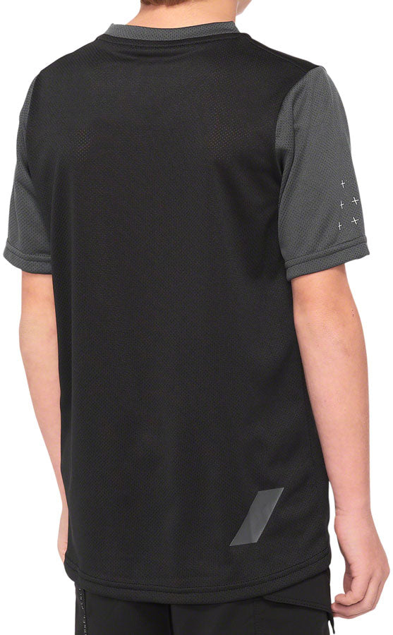 100% Ridecamp Jersey - Black/Charcoal, Short Sleeve, Youth, X-Large