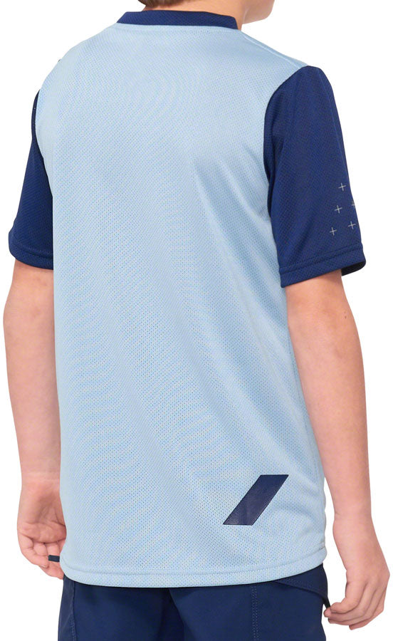 Load image into Gallery viewer, 100% Ridecamp Jersey - Blue/Navy, Short Sleeve, Youth, Medium
