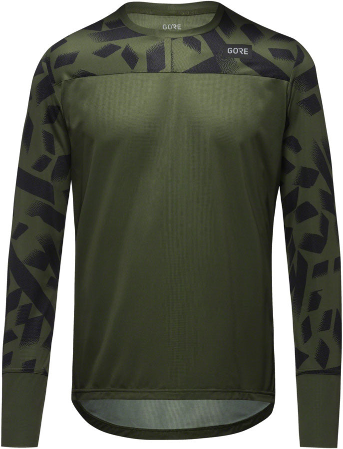 Load image into Gallery viewer, Gorewear Trail KPR Daily Long Sleeve Jersey - Utility Green/Black, Men&#39;s, Large
