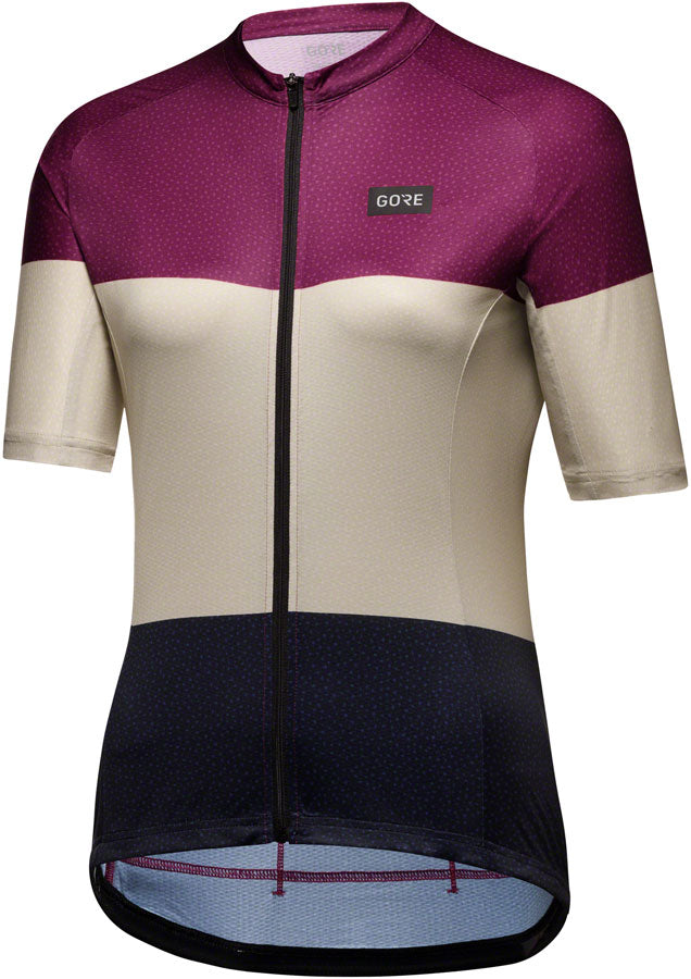Load image into Gallery viewer, Gorewear Spirit Stripes Jersey - Purple/Beige, Women's, Large 12/14
