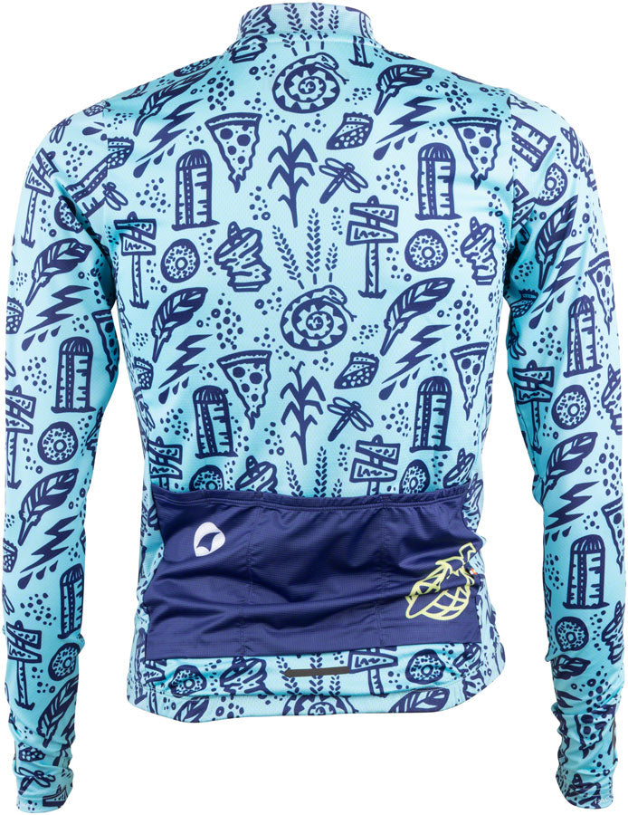 Load image into Gallery viewer, Salsa Men&#39;s Gravel Story Long Sleeve Jersey - Lite Blue, Dark Blue, Yellow, Small
