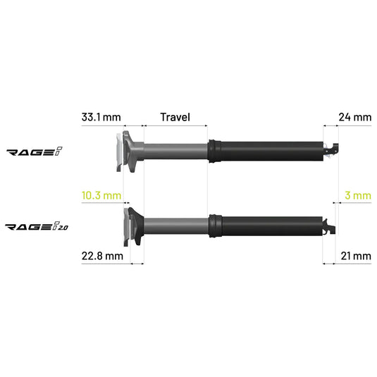 KS RAGE-I 2.0 Dropper Post, 125mm, 31.6x379mm Black