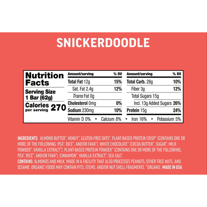 Load image into Gallery viewer, Kates Real Food Protein Bars Protein Snickerdoodle Box of 12 Yes
