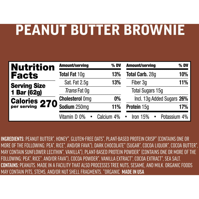 Load image into Gallery viewer, Kates Real Food Protein Bars Protein Peanut Butter Brownie Box of 12 Yes
