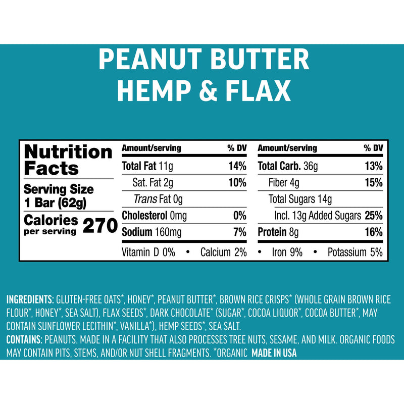 Load image into Gallery viewer, Kates Real Food Energy Bars Energy Peanut Butter Hemp Flax Box of 12 Yes
