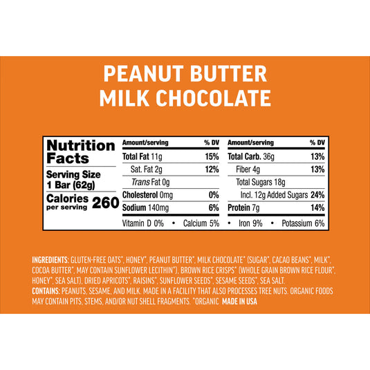 Kates Real Food Energy Bars Energy Peanut Milk Chocolate Box of 12 Yes