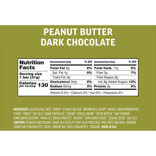 Kate's Real Food Mini Bar 1.1oz, 24/Box - Peanut Butter/Dark Choc