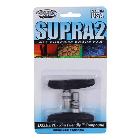 Kool-Stop Supra 2 Rim Brake Pads Threaded Post Black Compound Long Life