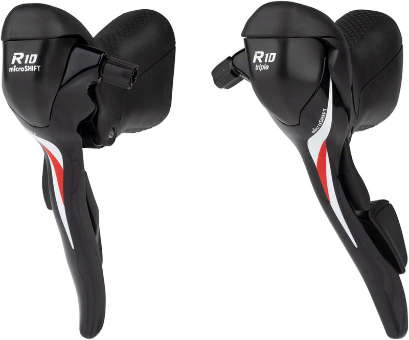 Load image into Gallery viewer, microSHIFT R10 Drop Bar Shift Lever Set - 3 x 10-Speed, Shimano Compatible, Black
