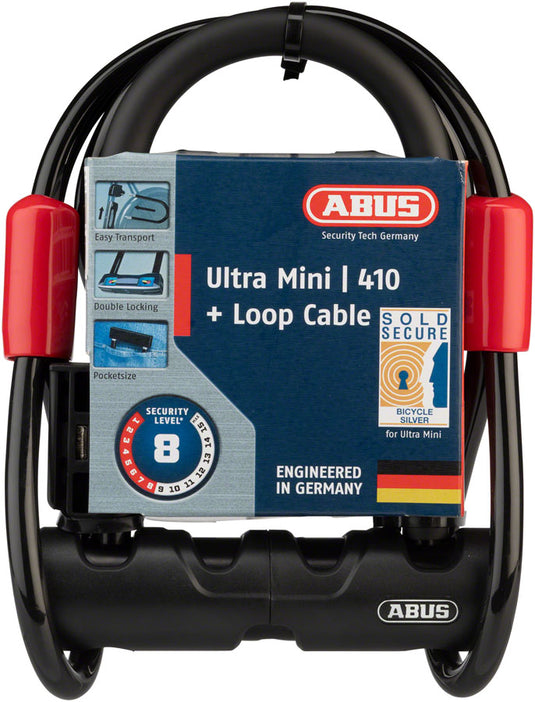 Abus Ultra 410 U-Lock - 3.9 x 5.5", Keyed, Black, Includes Cobra cable