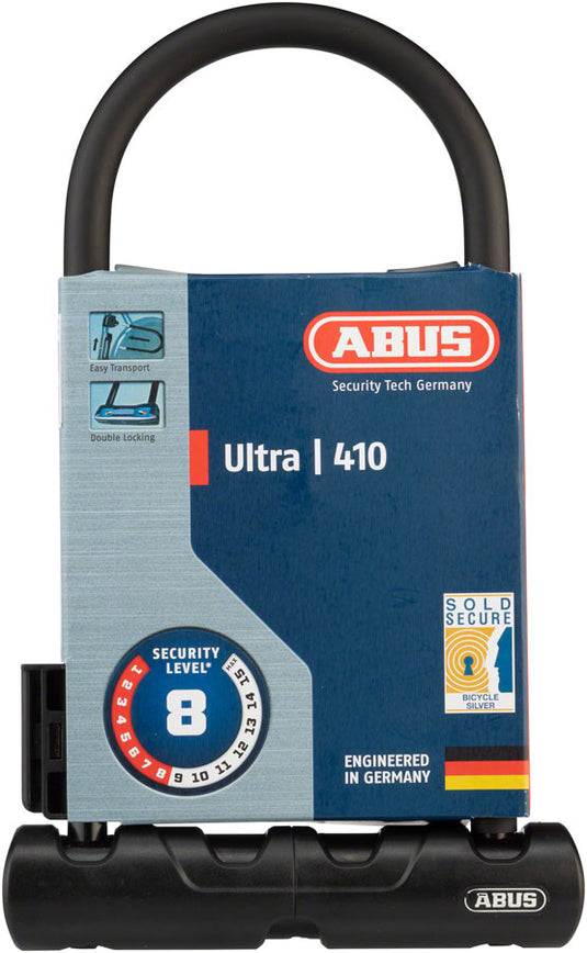 Abus Ultra 410 U-Lock - 3.9 x 9", Keyed, Black, Includes bracket
