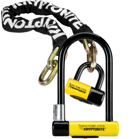 Kryptonite High-Security U-Lock & Chain Bundle - 18mm Hardened Steel, Double Deadbolt, Pick/Drill Resistant for Bicycle & Motorcycle Security