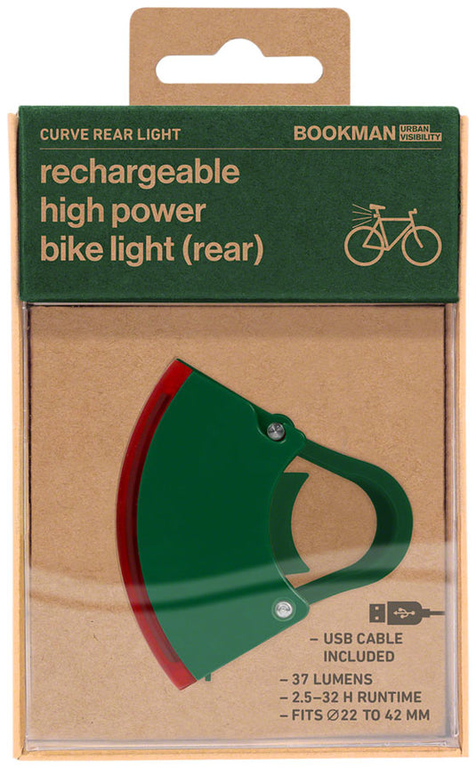Bookman Curve Taillight - Rechargable, Green