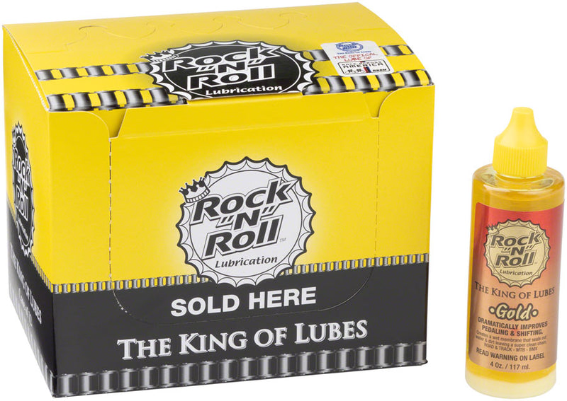 Load image into Gallery viewer, Premium Rock-N-Roll Gold Bike Chain Lube &amp; Drip Box (12-Pack) - All-Purpose Bicycle Chain Cleaner &amp; Lubricant
