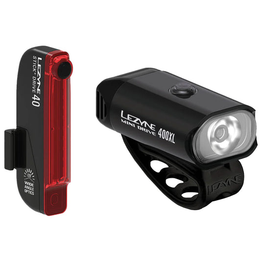 Lezyne-Mini-Drive-400XL-Stick-Pair-Headlight-&-Taillight-Set-Flash-HDLG0659