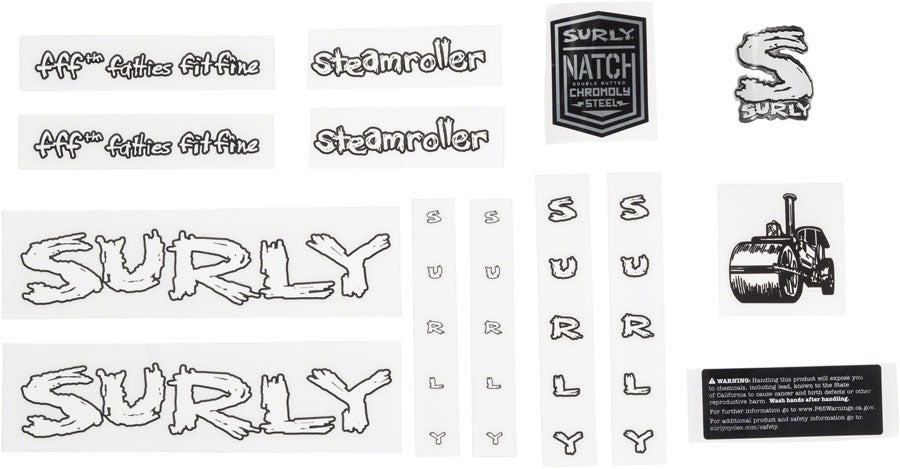 Surly Steamroller White Decal Set - Durable Vinyl Stickers for Frame R ...