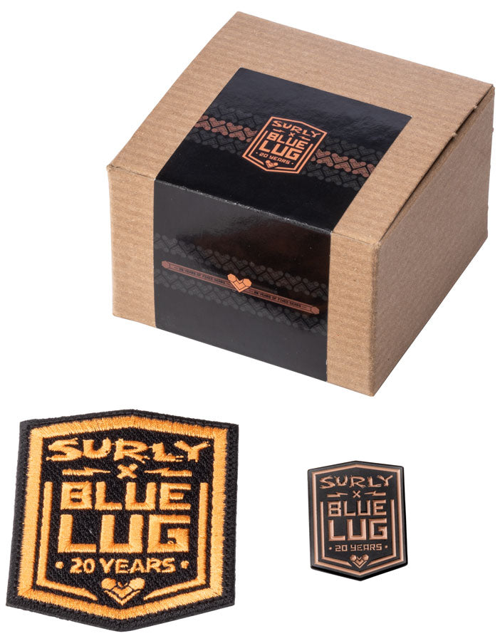Load image into Gallery viewer, Surly x Blue Lug 20th Anniversary Pin and Patch
