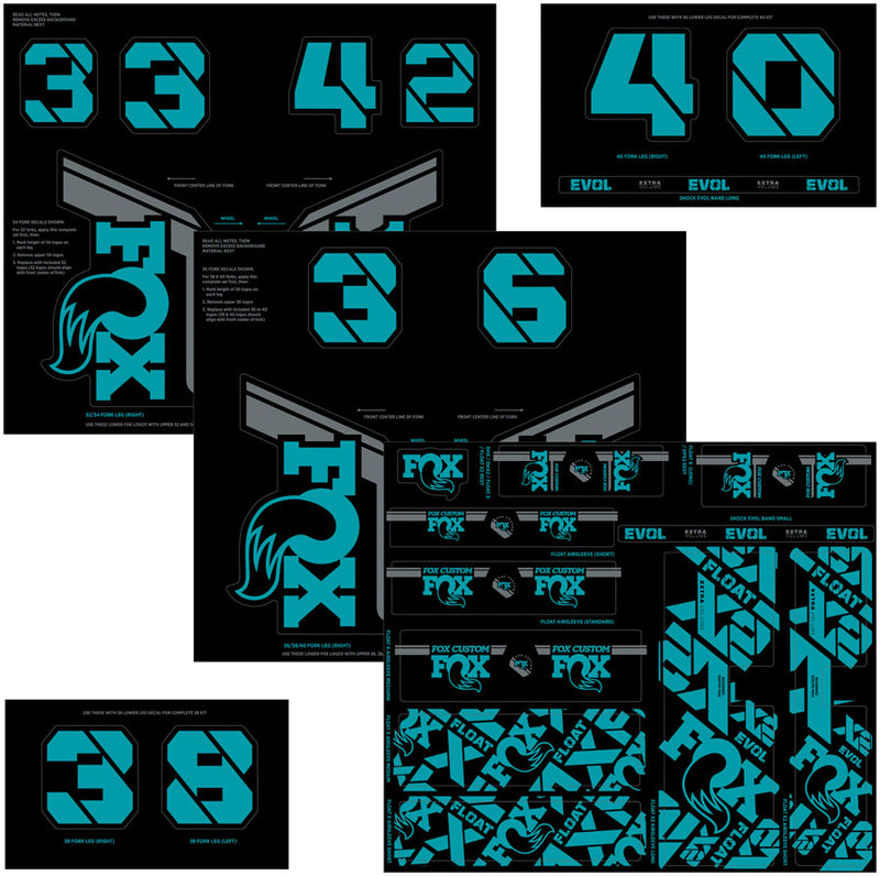Load image into Gallery viewer, FOX Fork and Shock Decal Kit - Turquoise

