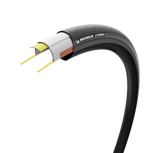 Michelin Lithion 4 Black TS Road Tire, 700x25C, Folding, Clincher, MAGI-X, Black