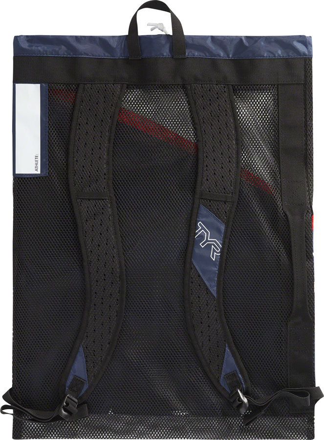 Load image into Gallery viewer, TYR Elite Team Mesh Backpack - 40L, Red/Navy Adjustable, Ventilated Padded
