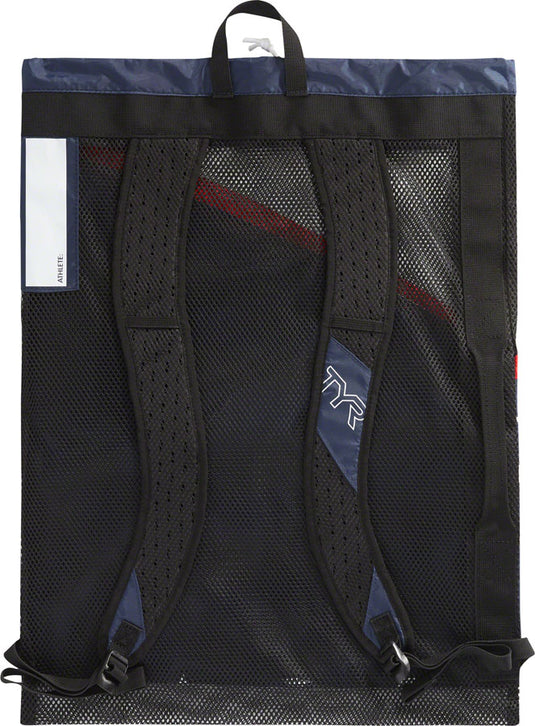 TYR Elite Team Mesh Backpack - 40L, Red/Navy Adjustable, Ventilated Padded